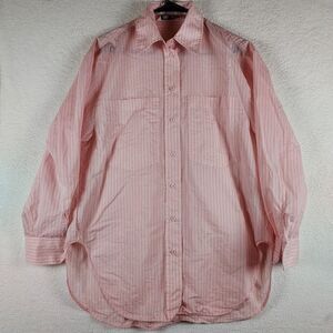 Zara Womens Pink Stripped Long-sleeved Shirt Size Small
